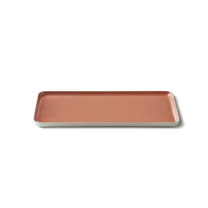 Тарелка прямоугольная Esma Dereboy Rectangle 26x13x1,2 см, Айвори,Коралл   