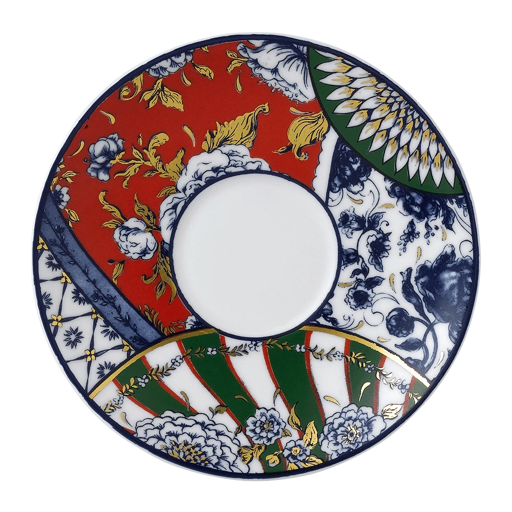 Блюдце Royal Crown Derby Victorias Garden Blue, Green & Red 15 см, Синий, Зеленый, Красный