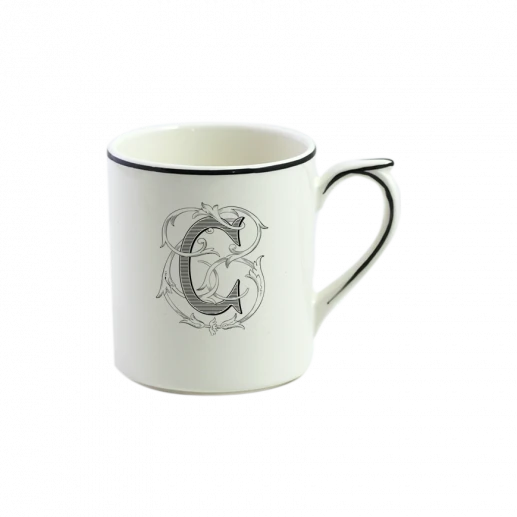 Кружка Gien Filet Monogramme Manganese C 255 мл, Белый, Черный
