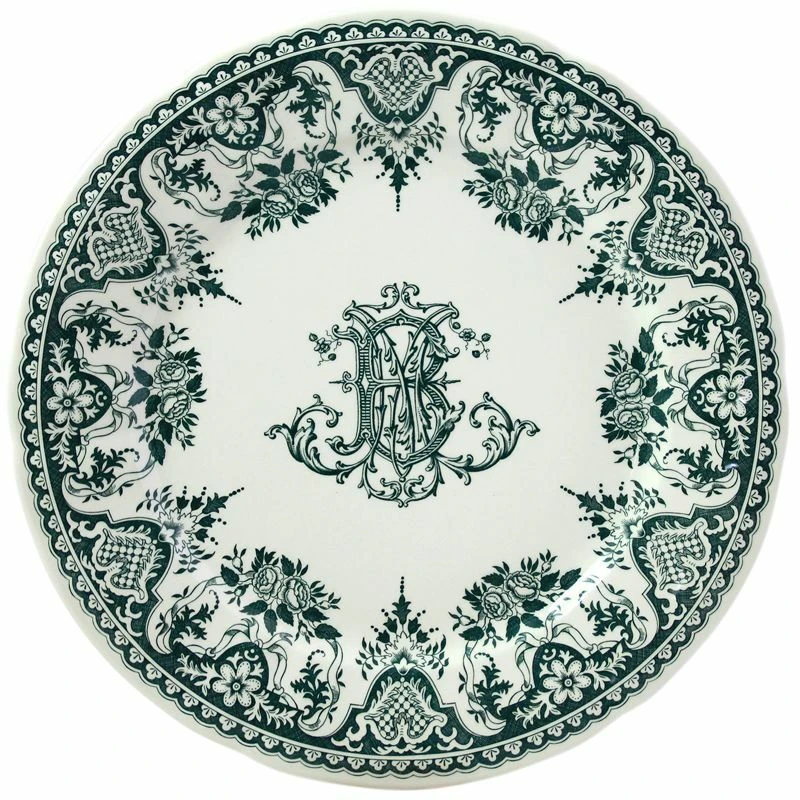 Тарелка обеденная Gien Les Depareillees Vert Monogramme 27,4 см, Зеленый,  Набор 4 шт.