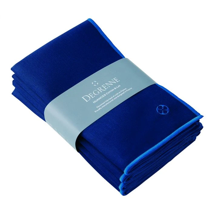 Набор из 4-х прямоугольных салфеток синих Degrenne Nuances Coton & Lin Blue Nuit 50 х 40 см