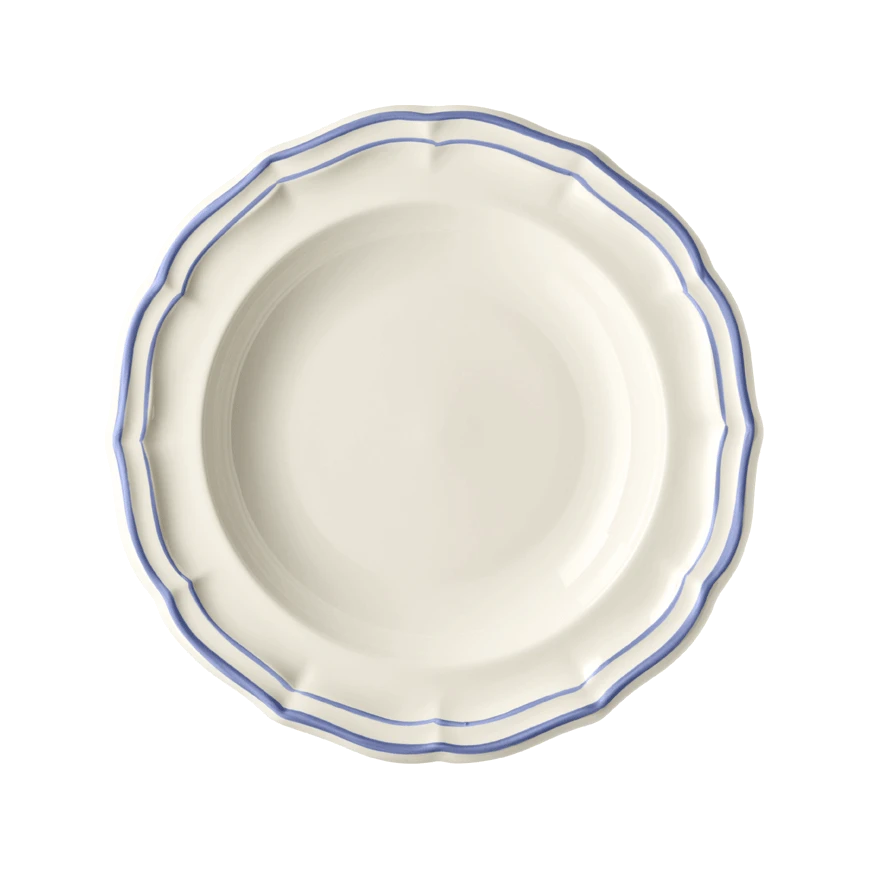 Тарелка суповая Gien Les Filets Bleu 22,5 см, Белый, Голубой,  Набор 4 шт.