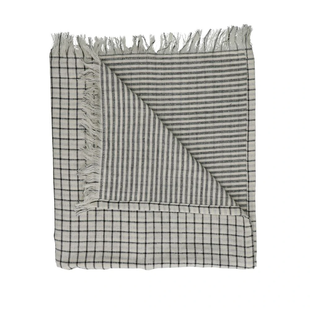 Дорожка Pomax Checks & Stripes 150х50 см, Серый, Черный, Хлопок