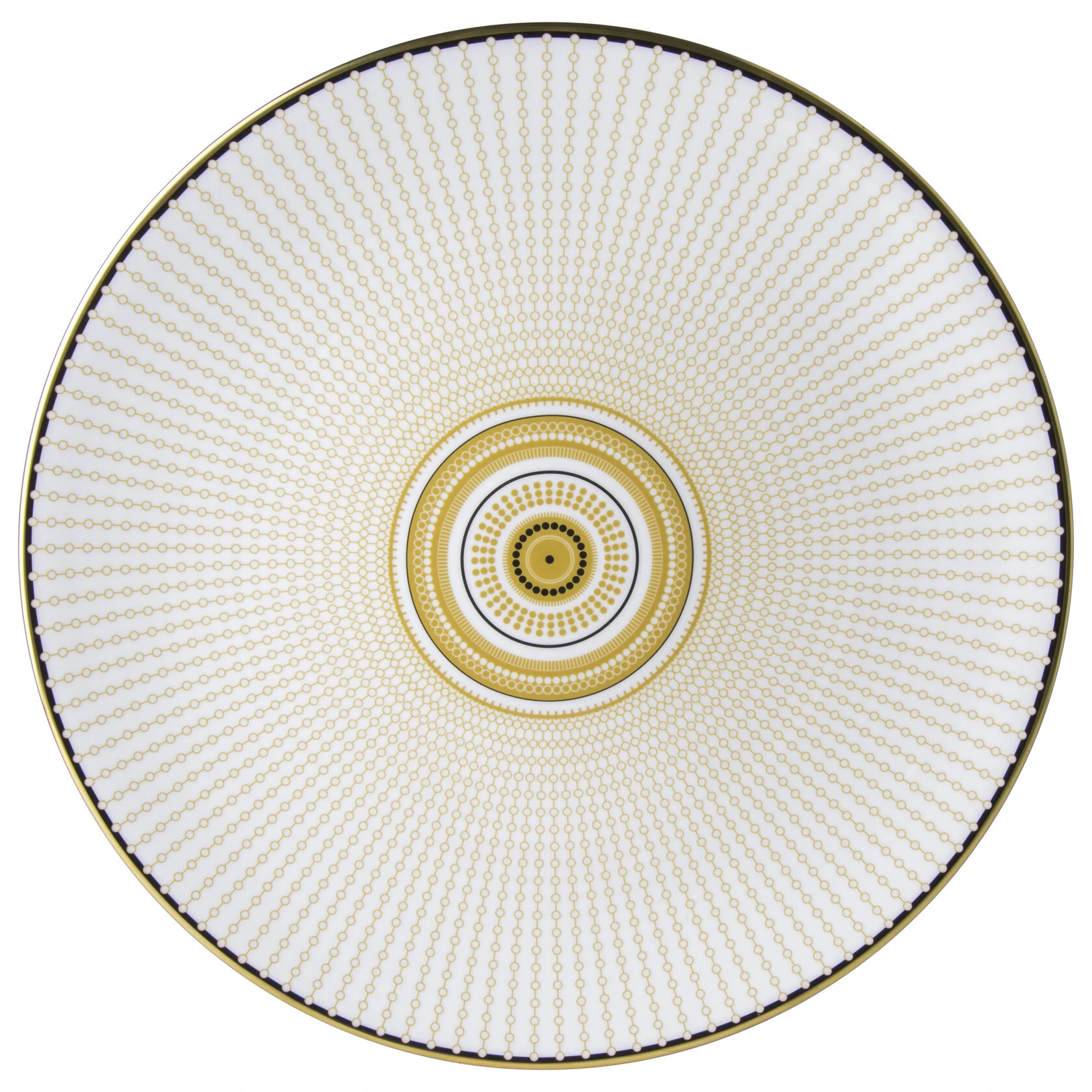 Тарелка Royal Crown Derby Oscillate Ochre 34 см, Белый, Золотой