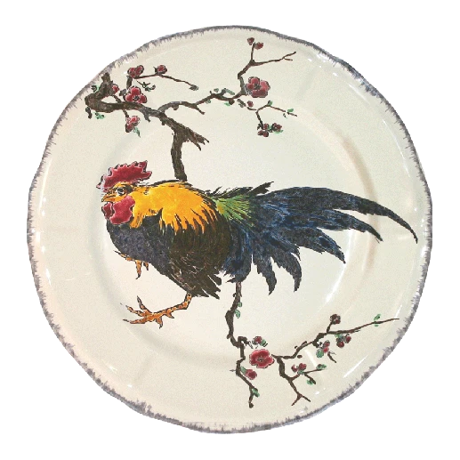 Тарелка обеденная Gien Grands Oiseaux Петух 26,3 см, Белый, Разноцветный