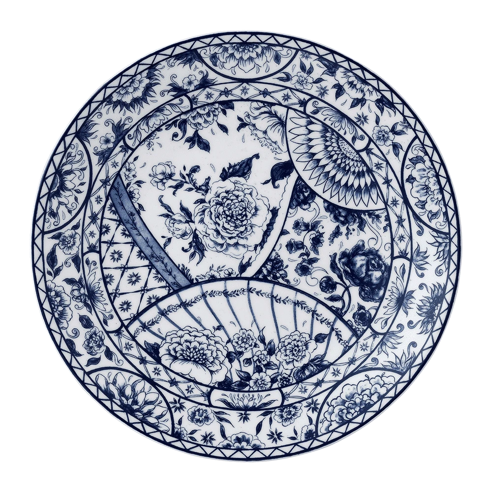 Тарелка обеденная Royal Crown Derby Victorias Garden Blue 27 см, Белый, Синий
