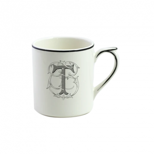 Кружка Gien Filet Monogramme Manganese T 255 мл, Белый, Черный