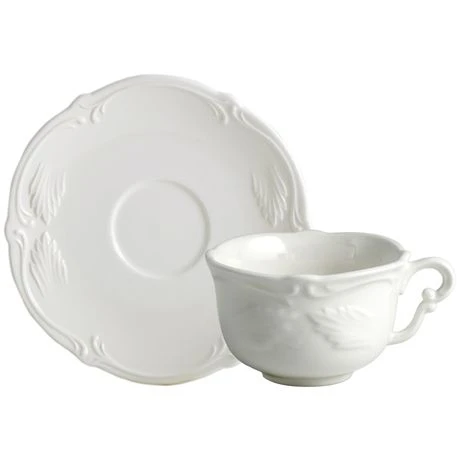 Чашка с блюдцем Gien Rocaille Blanc 180 мл/16,5 см, Белый, Набор 2 шт..