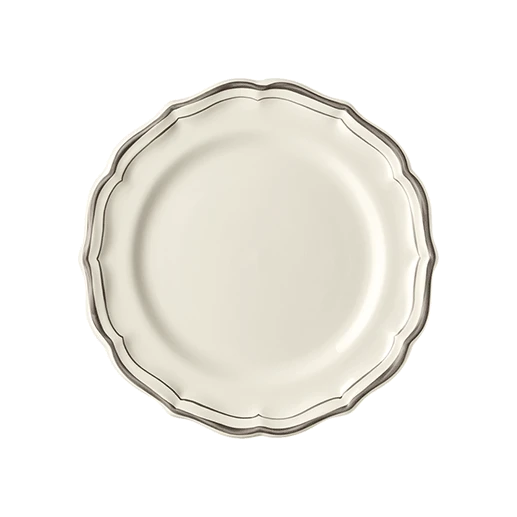 Тарелка десертная Gien Les Filets Taupe 23,2 см, Белый, Серо-коричневый