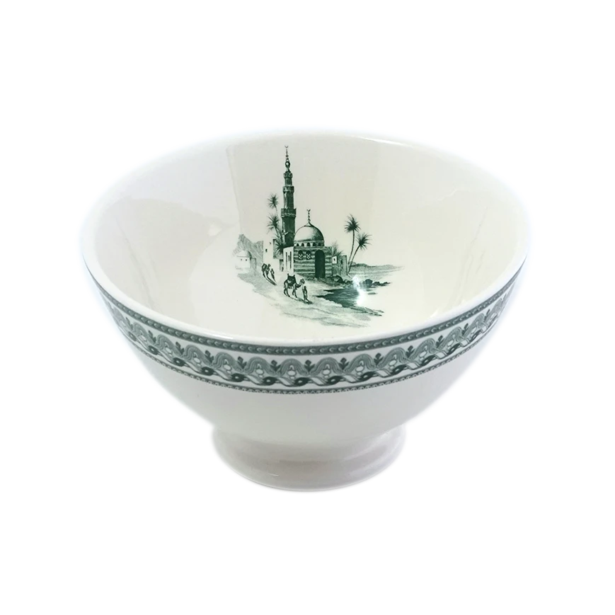 Салатник Gien Les Depareillees Vert Vue Orient 700 мл/15,5х9 см, Белый, Зеленый