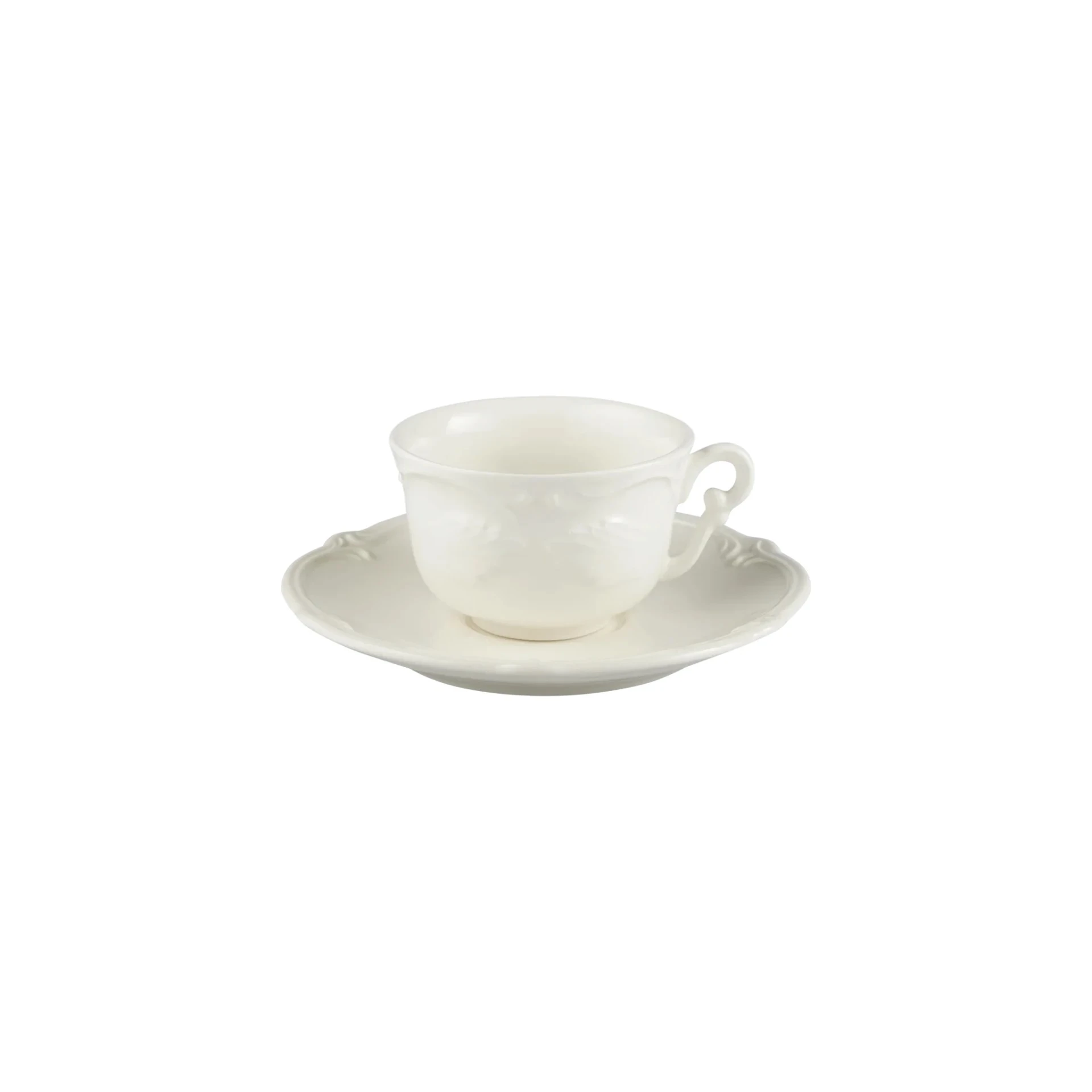 Чашка кофейная с блюдцем Gien Rocaille Blanc 100 мл/14 см, Белый, Голубой, Набор 2 шт.