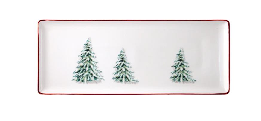 Блюдо прямоугольное Gien Les Filets Noel 36х15,5 см, Белый, Разноцветный