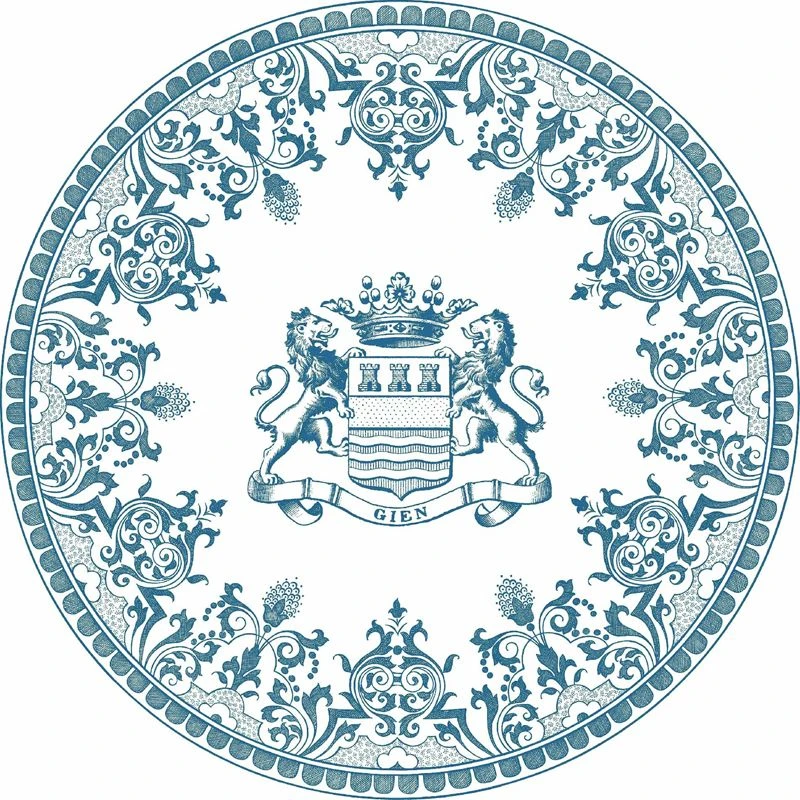 Тарелка обеденная Gien Les Depareillees Bleu Blason 27,4 см, Белый, Синий,  Набор 4 шт.