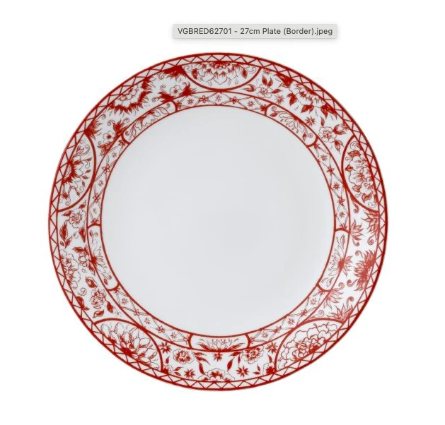 Тарелка обеденная Royal Crown Derby Victorias Garden Red 27 см, Белый, Красный