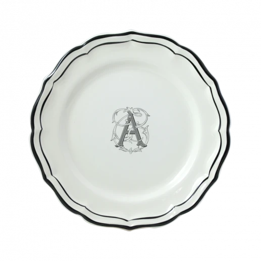 Тарелка десертная Gien Filet Monogramme Manganese A  23,2 см, Белый, Черный