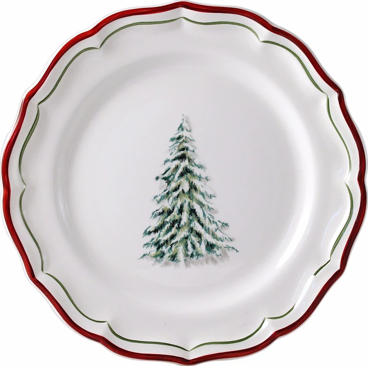 Тарелка десертная Gien Les Filets Noel 23,2 см, Белый, Разноцветный, Набор 4 шт