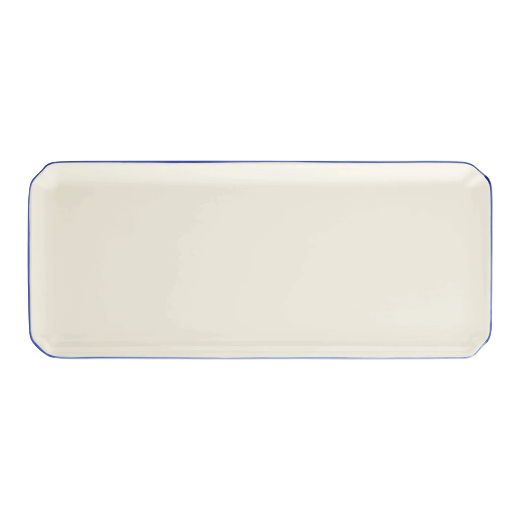 Блюдо прямоугольное Gien Les Filets Bleu 38х14,5 см, Белый, Пион