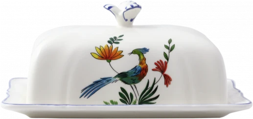 Масленка Gien Oiseaux de Paradis 17,8х13,5 см, Белый, Разноцветный