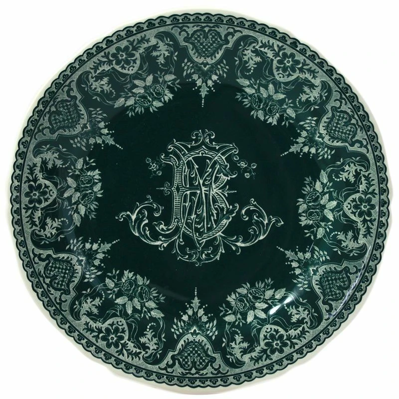 Тарелка десертная Gien Les Depareillees Vert Monogramme 23,2 см, Зеленый,  Набор 4 шт.