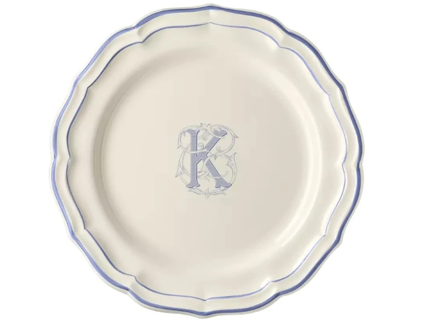 Тарелка обеденная Gien Filet Monogramme Bleu K 26 см, Синий
