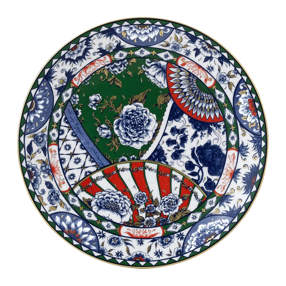 Тарелка обеденная Royal Crown Derby Victorias Garden Blue, Green & Red 27 см, Синий, Зеленый, Красны