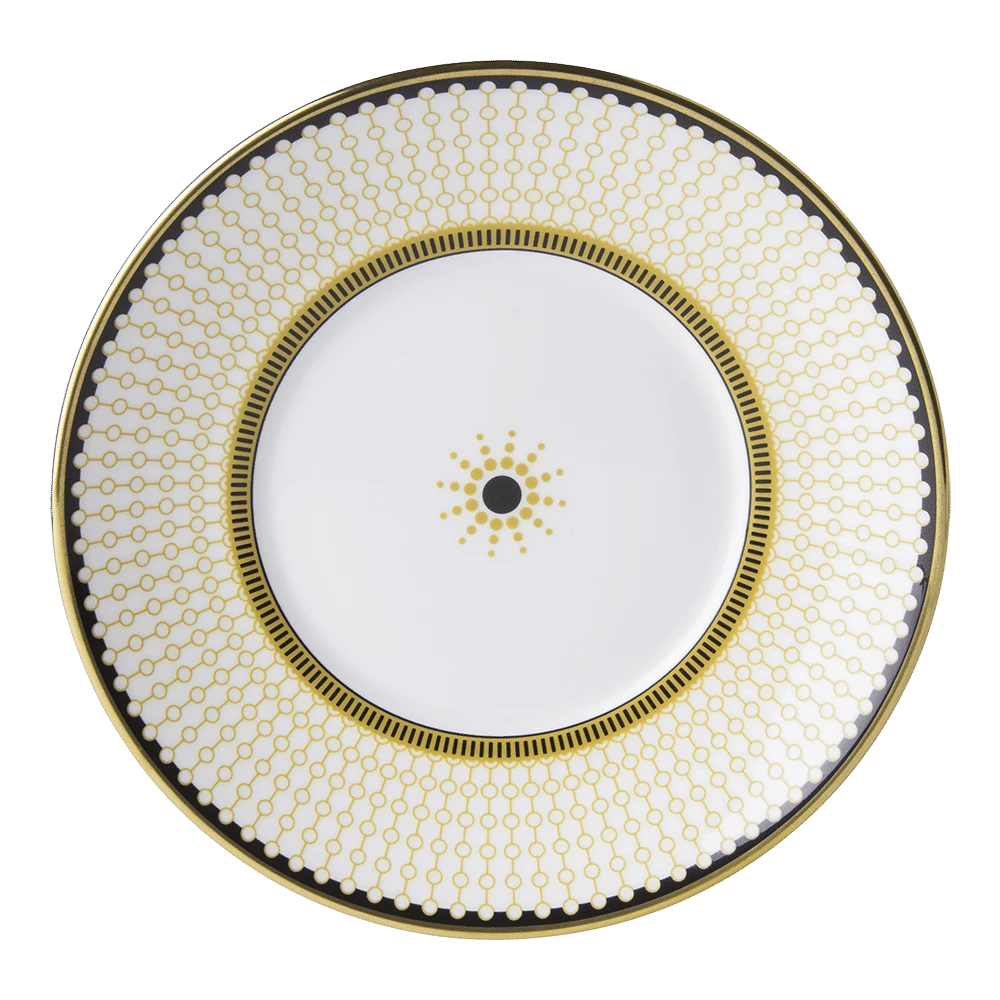 Блюдце Royal Crown Derby Oscillate Ochre 15,5 см, Белый, Золотой
