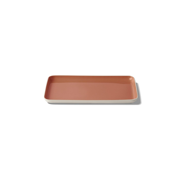 Тарелка прямоугольная Esma Dereboy Rectangle 20x11x1,2 см, Айвори,Коралл   