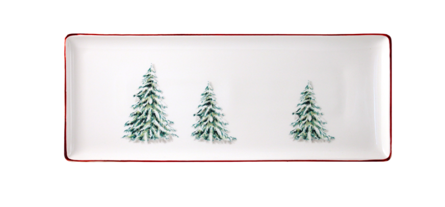 Блюдо прямоугольное Gien Les Filets Noel 36х15,5 см, Белый, Разноцветный