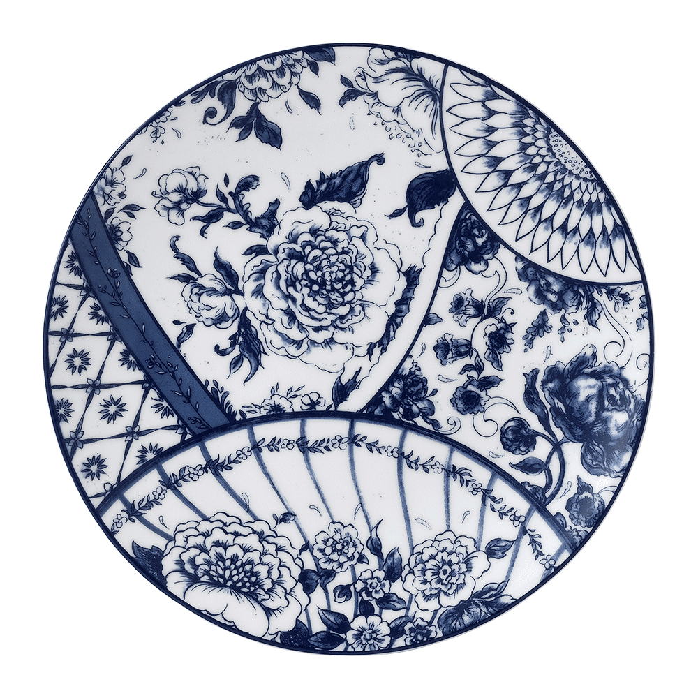 Тарелка десертная Royal Crown Derby Victorias Garden Blue 21 см, Белый, Синий