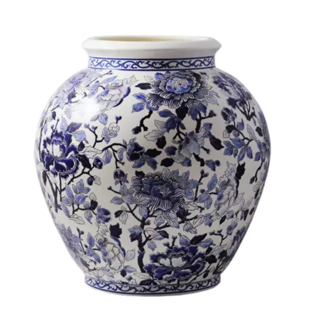 Ваза Gien Pivoines Bleues 36,5х35 см, Синий, Белый