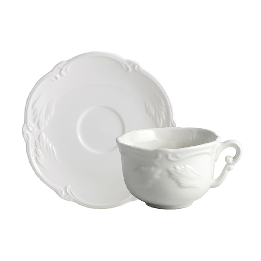 Чашка с блюдцем Gien Rocaille Blanc 400 мл/18,5 см, Белый, Набор 2 шт.