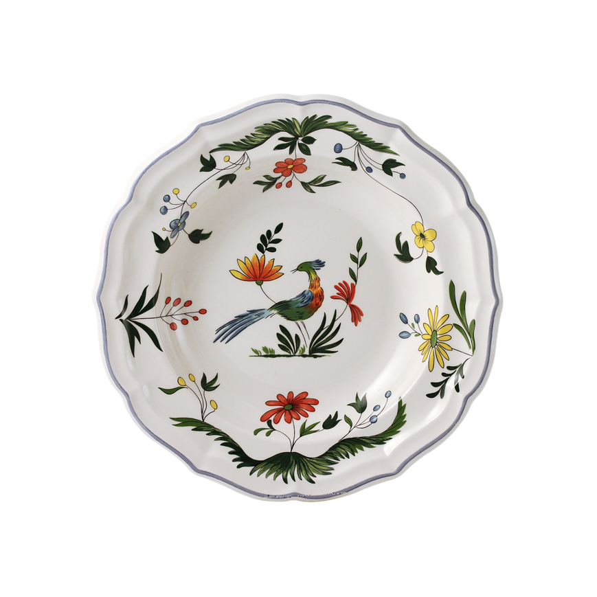 Тарелка суповая Gien Oiseaux de Paradis 22,5 см, Белый, Разноцветный,  Набор 4 шт.