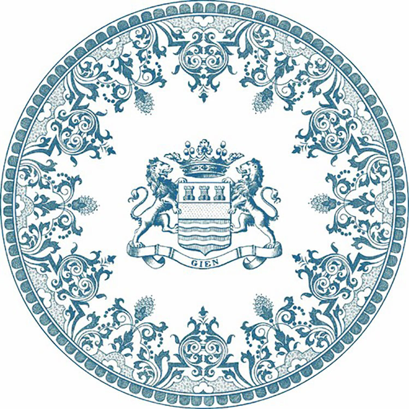 Тарелка десертная Gien Les Depareillees Bleu Blason 22 см, Белый, Синий,  Набор 4 шт.