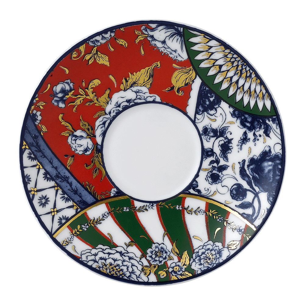 Блюдце Royal Crown Derby Victorias Garden Blue, Green & Red 15 см, Синий, Зеленый, Красный
