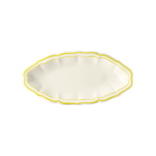 Блюдо овальное Gien Les Filets Jaune Citron 26,5х13,2 см, Белый, Желтый