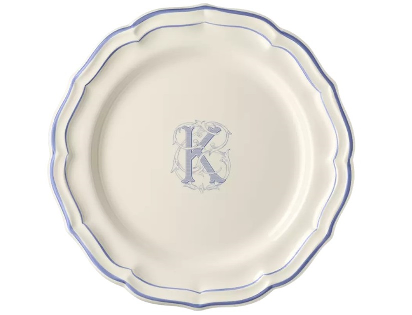 Тарелка обеденная Gien Filet Monogramme Bleu K 26 см, Синий