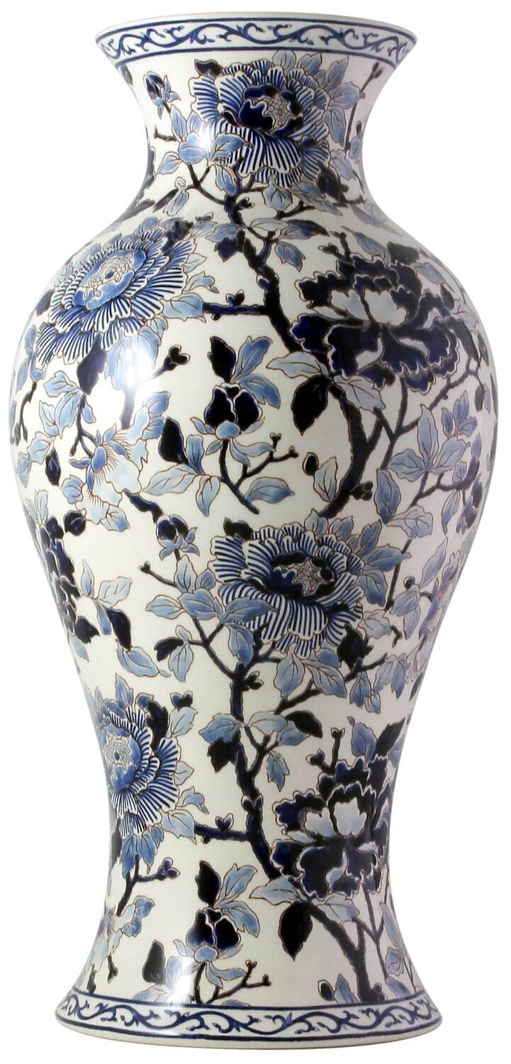 Ваза японская Gien Pivoines Bleues 48х23 см, Синий, Белый