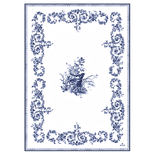 Полотенце Gien Les Depareillees Bleu Oiseau 50х70 см, Белый, Синий, Хлопок, Набор 2 шт.
