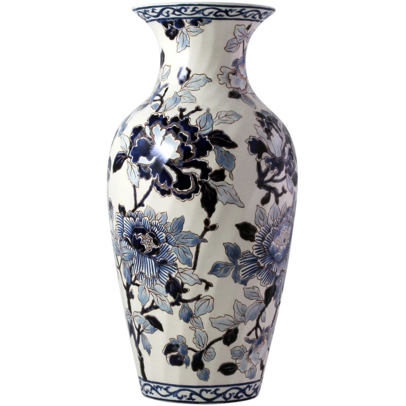 Ваза Gien Pivoines Bleues 36 см, Синий, Белый
