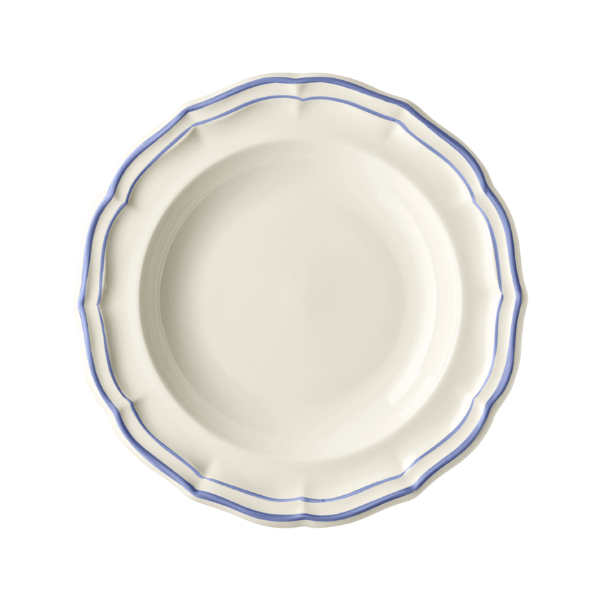 Тарелка суповая Gien Les Filets Bleu 22,5 см, Белый, Голубой,  Набор 4 шт.