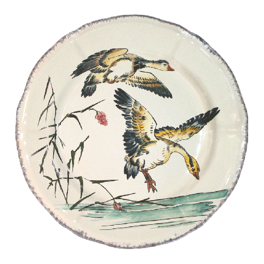 Тарелка обеденная Gien Grands Oiseaux Гуси в полете 26,3 см, Белый, Разноцветный