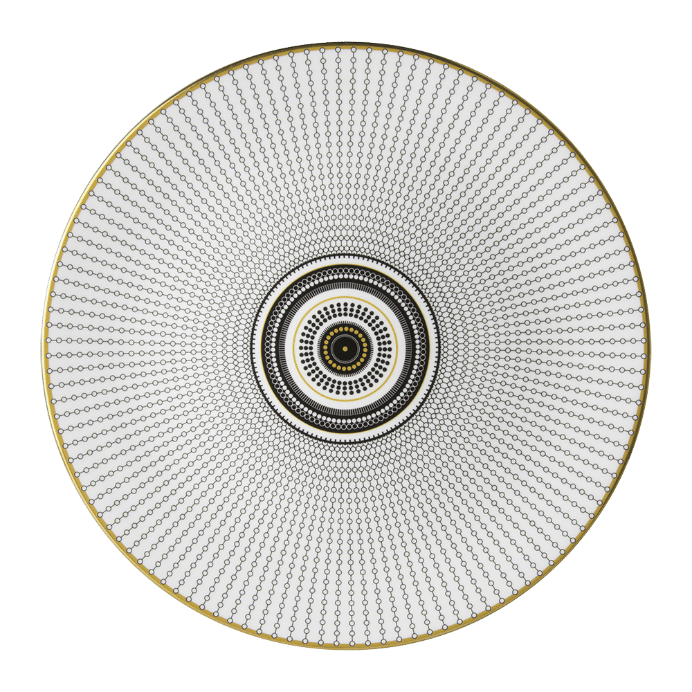 Тарелка Royal Crown Derby Oscillate Onyx 34 см, Белый, Разноцветный