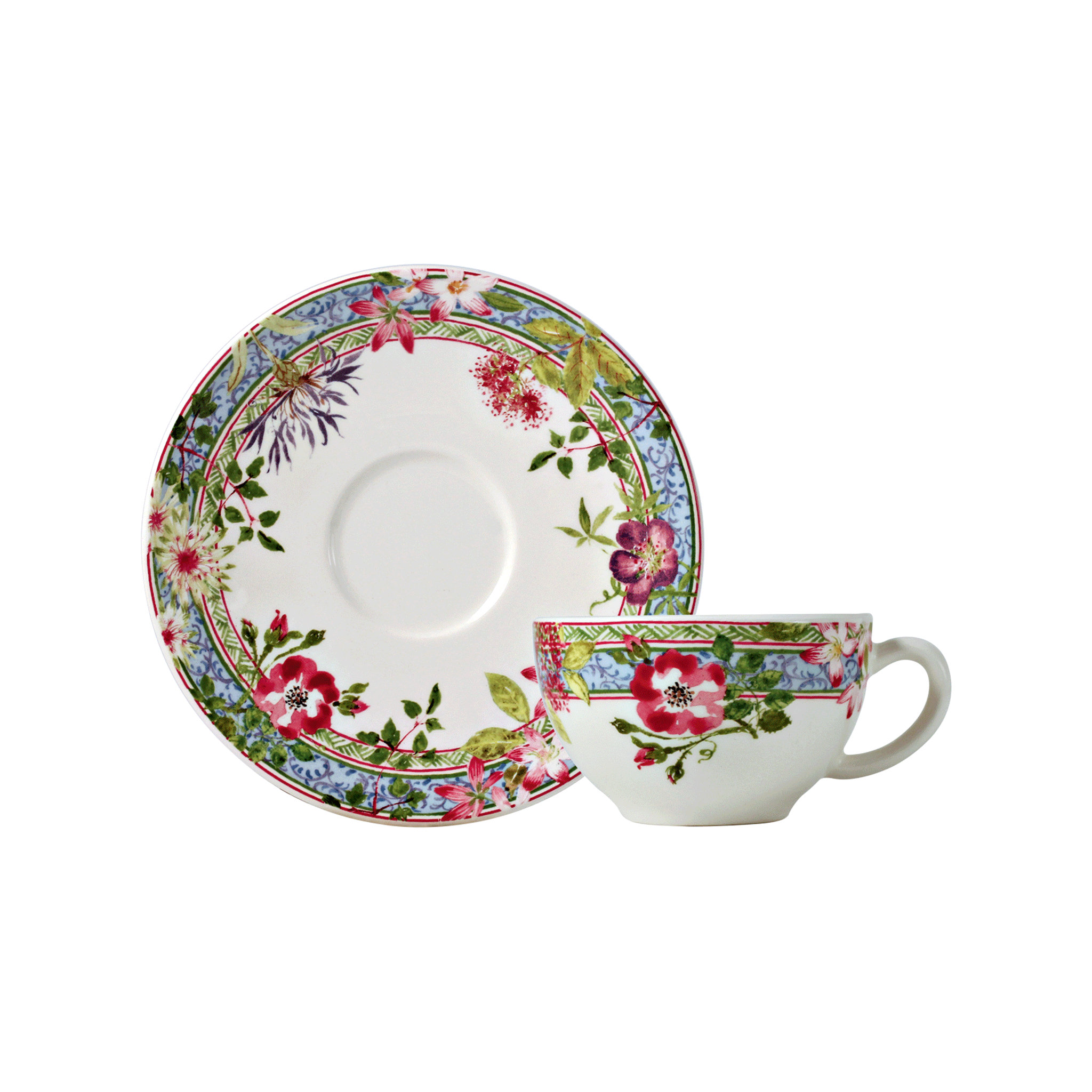 Чашка чайная с блюдцем Gien Millefleurs 160 мл/15 см, Разноцветный, Набор 2 шт.