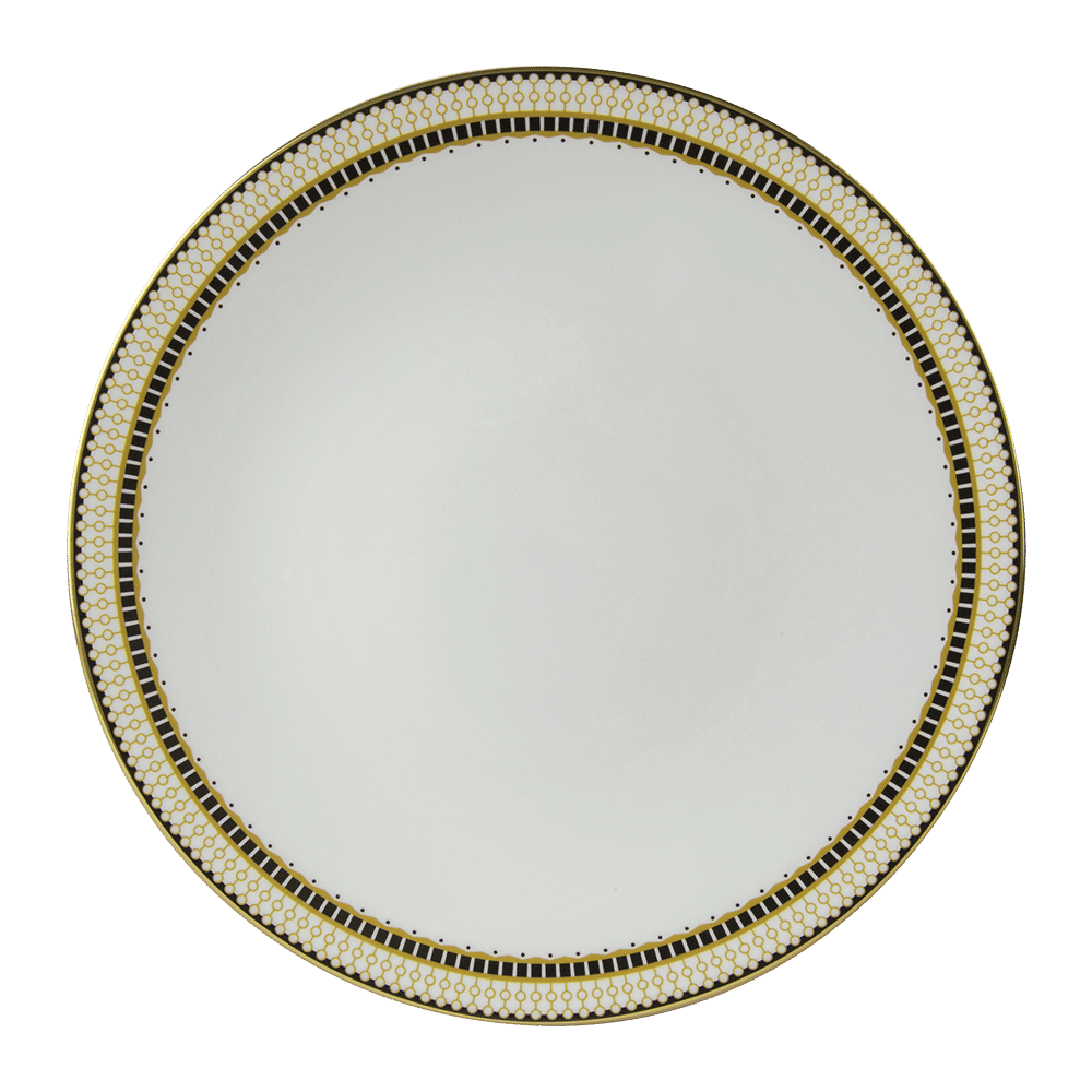 Тарелка обеденная Royal Crown Derby Oscillate Ochre 27 см, Белый, Золотой