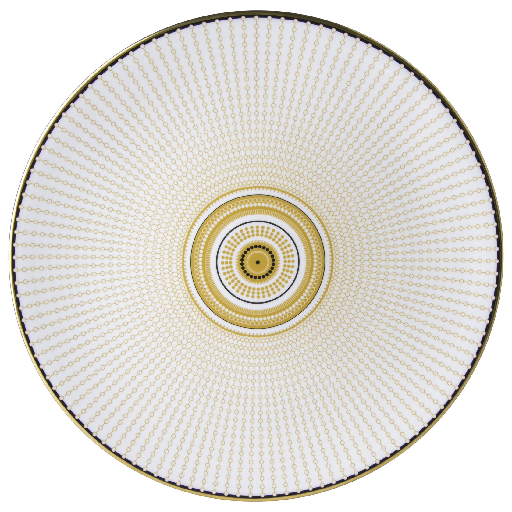 Тарелка Royal Crown Derby Oscillate Ochre 34 см, Белый, Золотой
