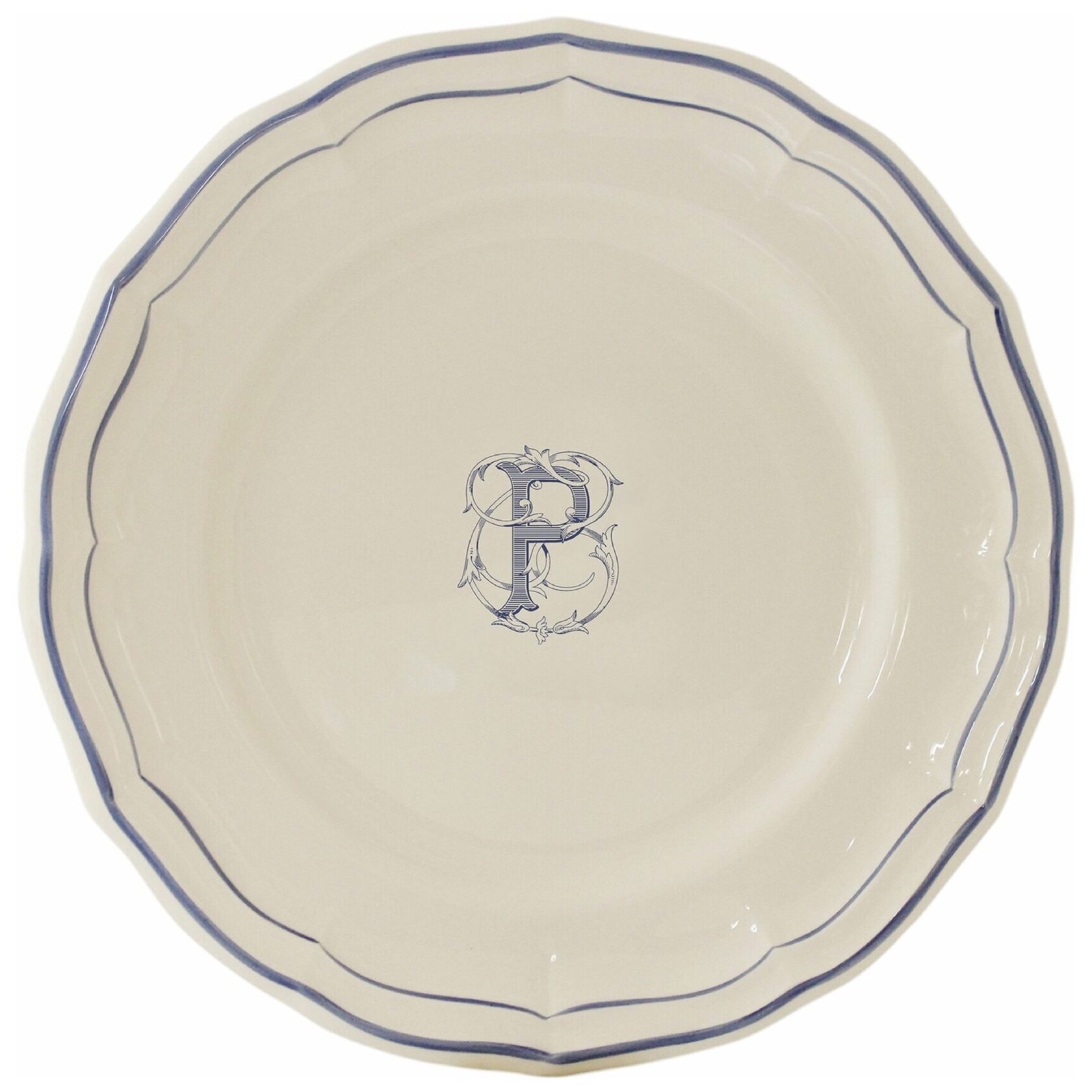 Тарелка десертная Gien Filet Monogramme Bleu P 23,2 см, Голубой