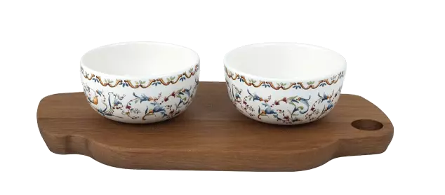 Доска для закусок с пиалами Gien Toscana 30х15х6,5 см, Коричневый, Мульти