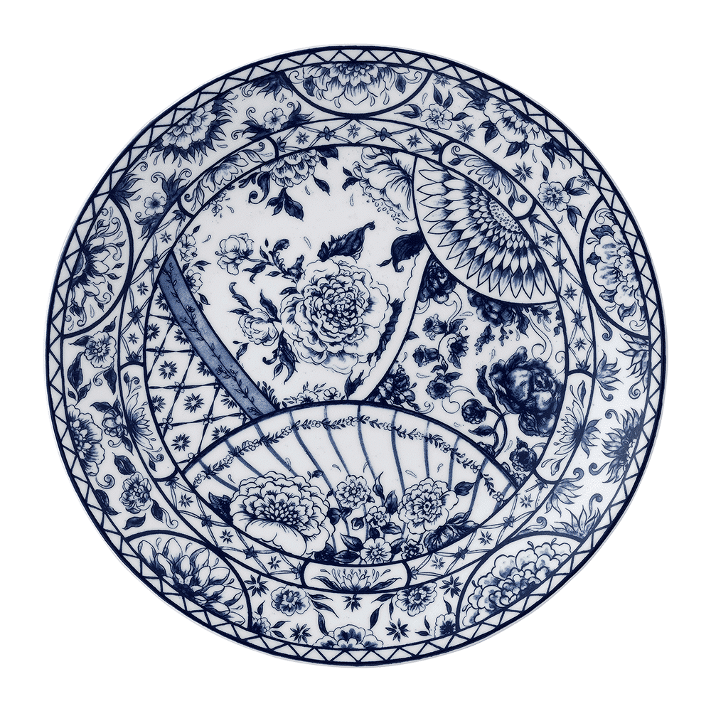 Тарелка обеденная Royal Crown Derby Victorias Garden Blue 27 см, Белый, Синий