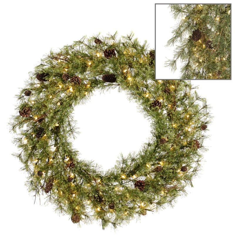 Венок рождественский с шишками Goodwill 91 см, 100 led, Зеленый