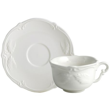 Чашка с блюдцем Gien Rocaille Blanc 180 мл/16,5 см, Белый, Набор 2 шт..